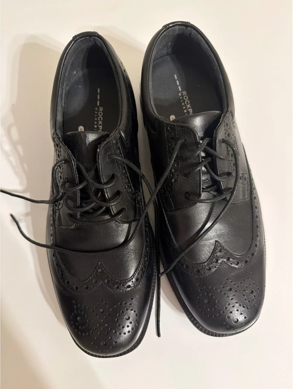 Rockport Men's Black Leather Wingtip Dress Shoes Size 8